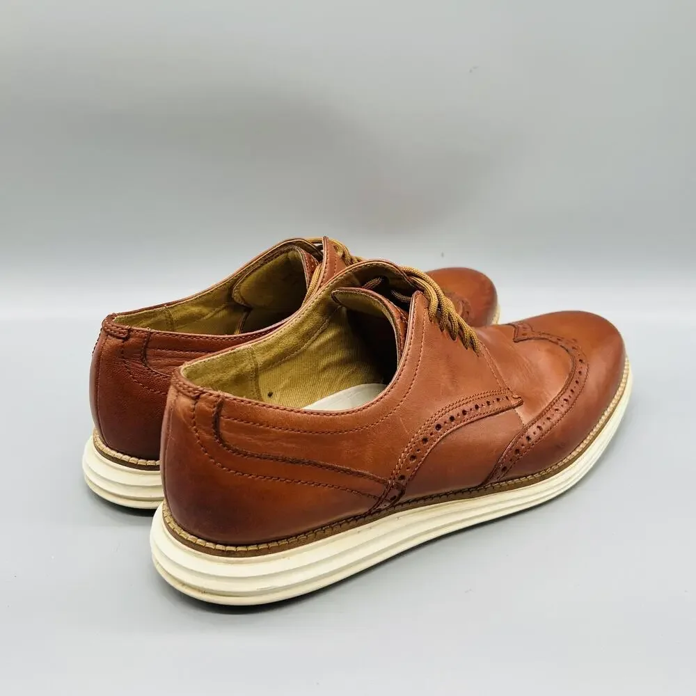 Cole Haan Shoes Mens 10.5 Brown Leather Wingtip Oxford Dress Brogue Comfort